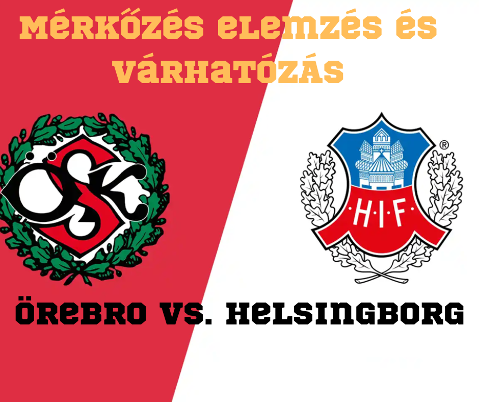 Piros-fehér megosztott plakát, baloldalt Örebro címer, jobboldalt HIF logó, szöveg németül.
