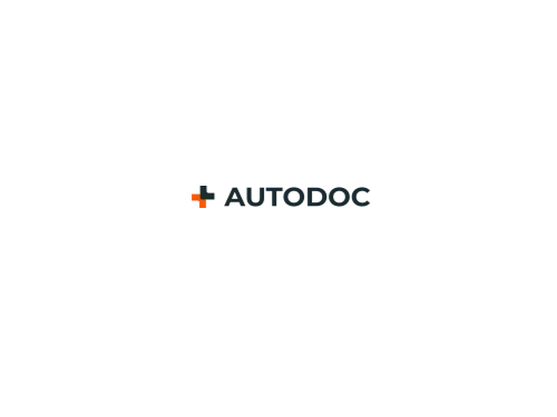 Autodoc logó látható fehér háttéren, színes ikon mellett fekete felirat.