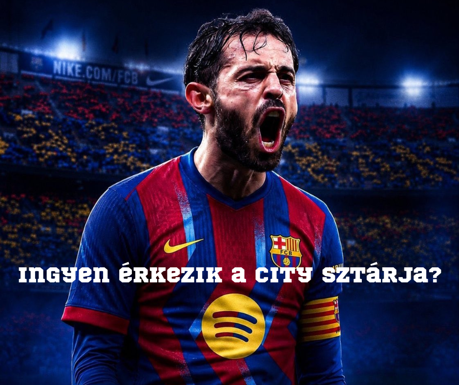 Futballista Barça mezben, kiáltó arccal, stadionban, kék-piros háttérrel és szöveggel.