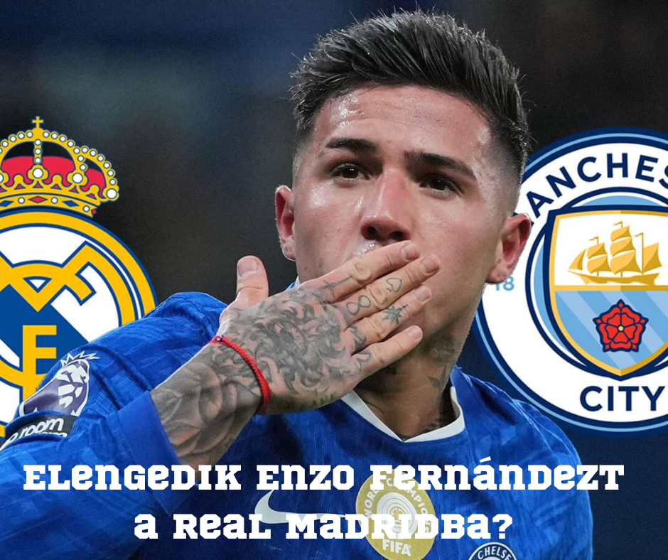 Fiatal labdarúgó kék mezben, kezével eltakarja a száját, háttérben Chelsea és Manchester City jelképek.