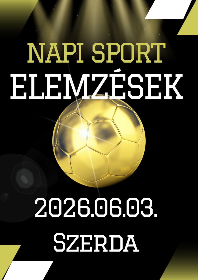 Arany futballlabda, NAPI SPORT ELMZESK felirat, 2026.06.03. és SZERDA dátum, sárga-fekete háttérrel.