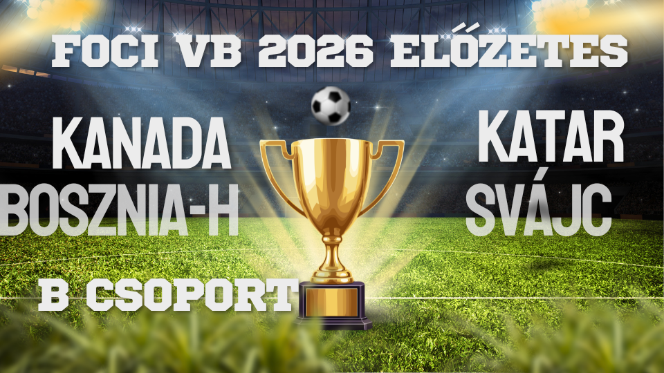 Arany kupa trófeával, futballlabdával és stadion háttérrel, „FOCI VB 2026” felirattal.