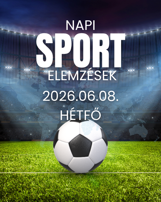 Futballcsapat ünnepel a stadionban, felül „NAPT SPORT ELHURT” felirat, alul dátum és „PÉNTEK”.