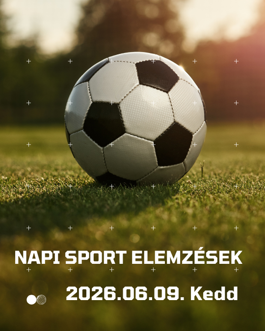 Futballcsapat ünnepel a stadionban, felül „NAPT SPORT ELHURT” felirat, alul dátum és „PÉNTEK”.