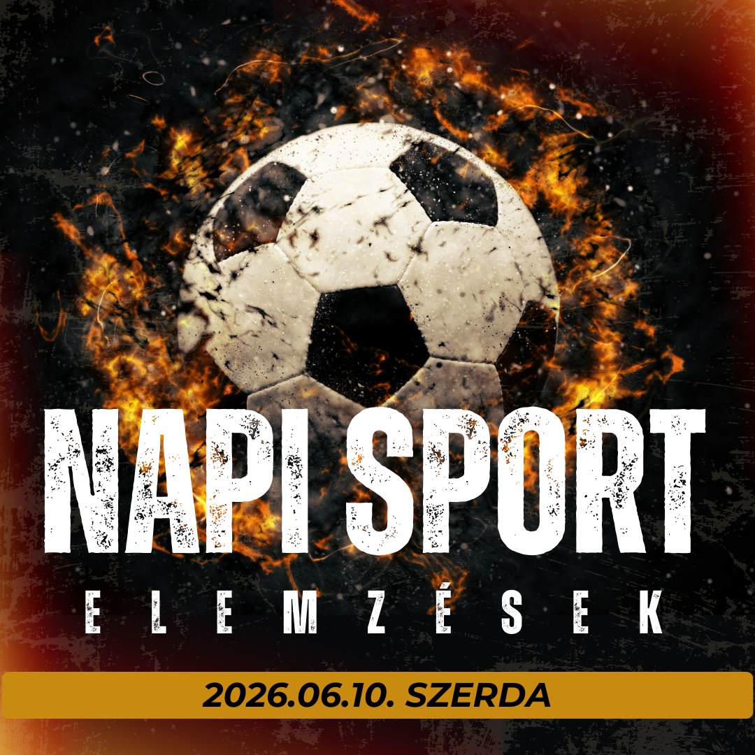 Fehér-fekete labdarúgó labda lángoló háttérrel, „NÁP! SPORt” felirat és „ELMZÉSEK” dátummal.