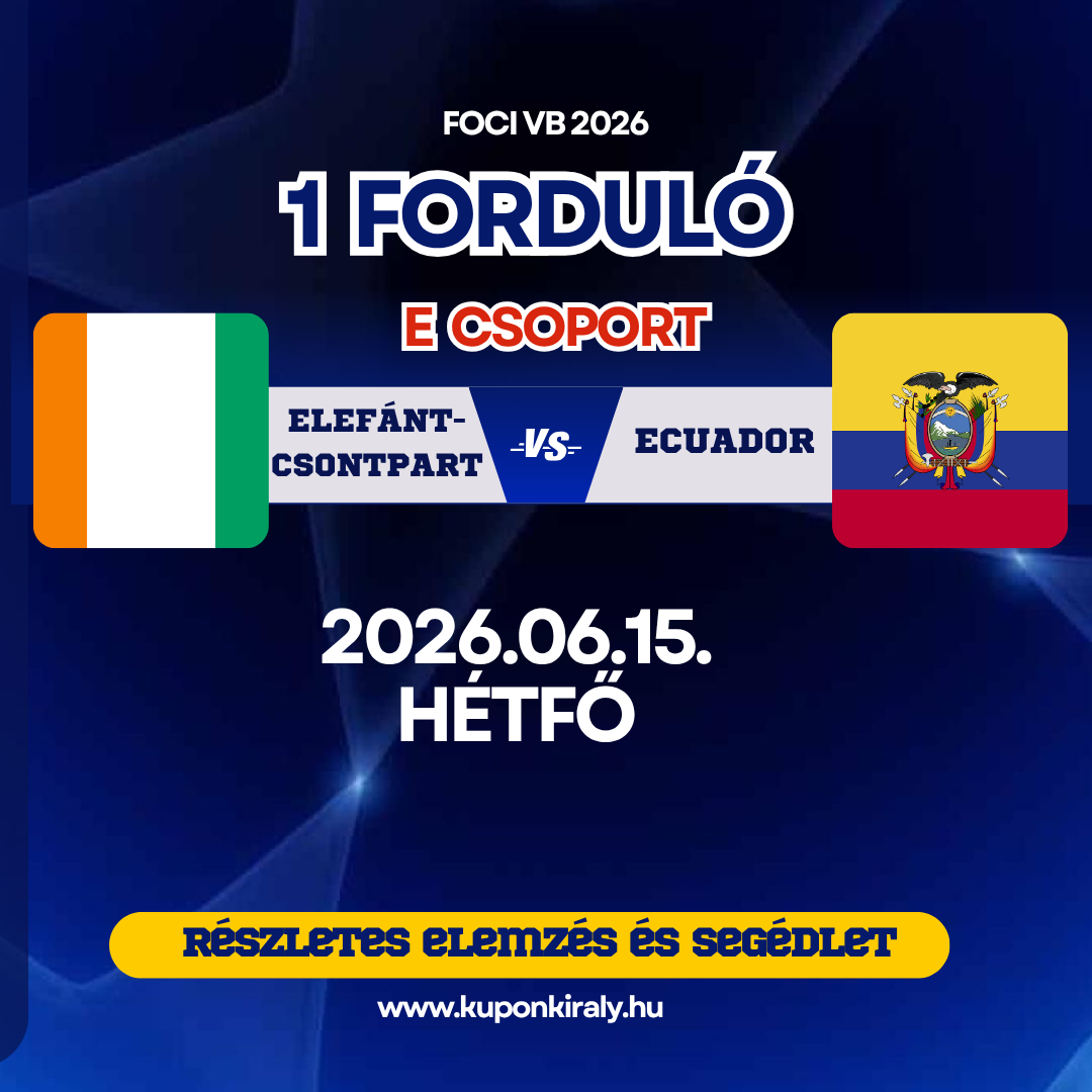 Foci VB 2026 1 Forduló: Németország–Curacao mérkőzés, 2026.06.14. vasárnap, kuponkirály.hu promóció.