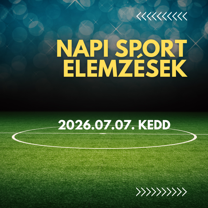Narancs-piros háttéren futball-labda, szivárványszerű ívekkel és „2026.07.06. HÉTFŐ” felirattal.