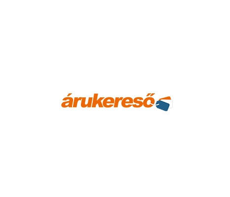 Narancssárga „árukereső” felirat kék-fehér bevásárlókosár ikon mellett fehér háttéren.