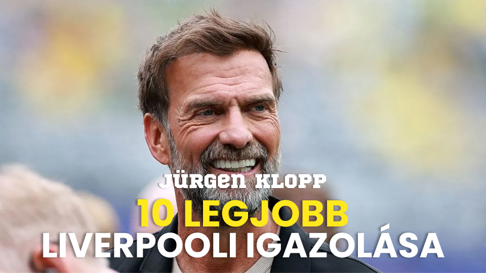 Mosolygó, őszülő férfi arcképe, háttérben stadion, német feliratokkal és sárga kiemeléssel.